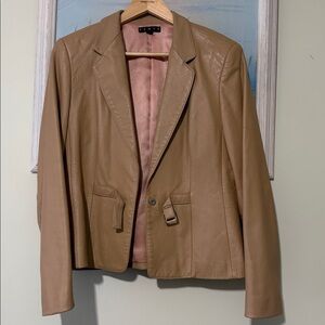 Penta Beige leather Women's Tan Blazer Coat size 10